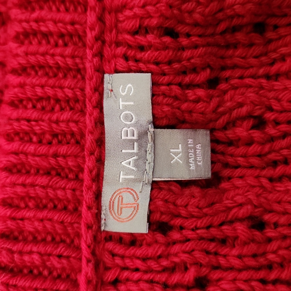 Talbots Red Chunky Cable Knit Pullover Sweater Si… - image 5